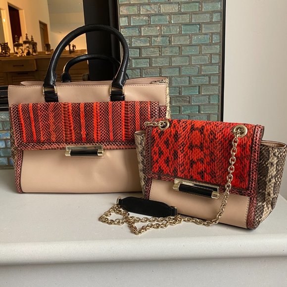 BUNDLE- DVF Black Python Shoulder Bag & Tote! - Picture 1 of 13